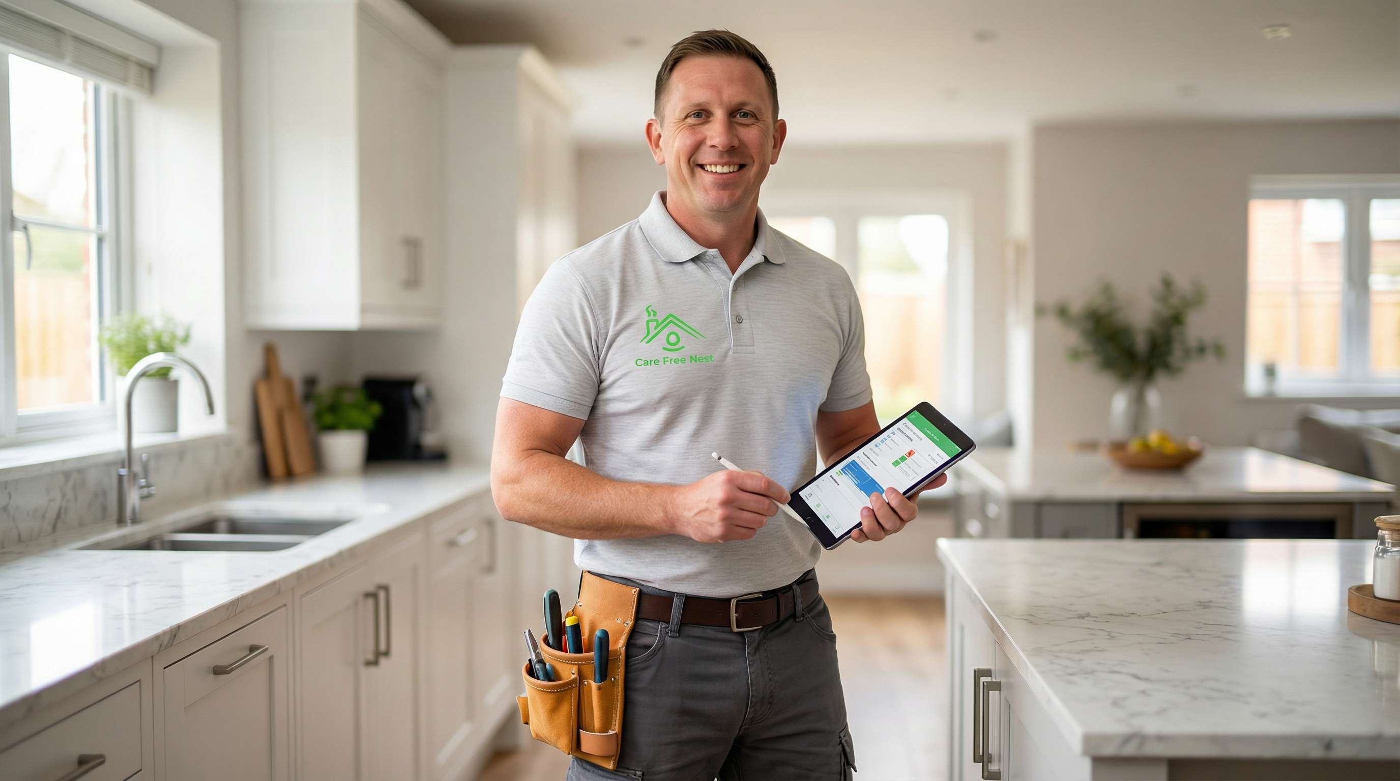 Professional Care Free Nest technician in branded uniform with visible logo